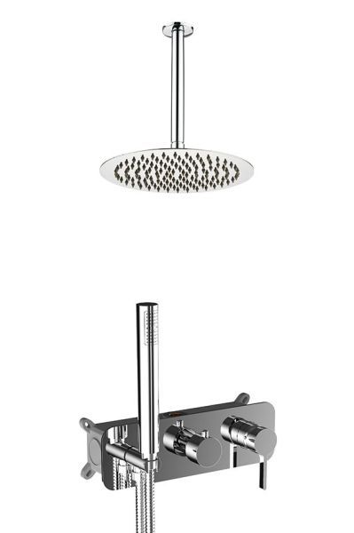 AQG Urban Flow, душевой комплект ER235 на 2-3 потребителя, с потолочным кронштейном, цвет хром