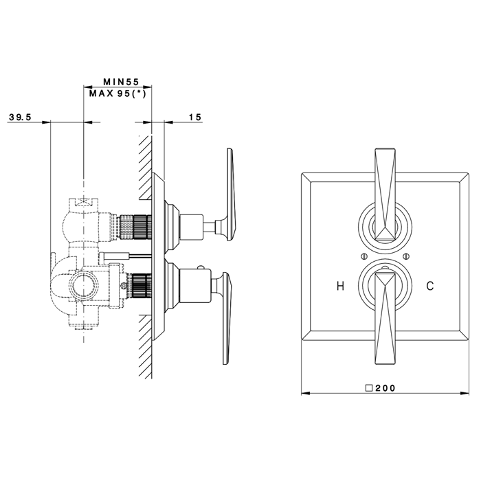 Nicolazzi Termostatico Внешняя часть встраиваемого смесителя, 3/4” с запорным вентилем, цвет: хром, артикул 4909CR28