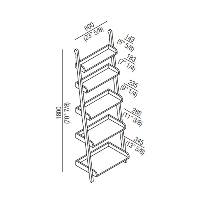 Agape Stairs Напольная консоль с пятью полками 60x180 см, цвет: белый Agape Stairs Напольная консоль с пятью полками 60x180 см, цвет: белый