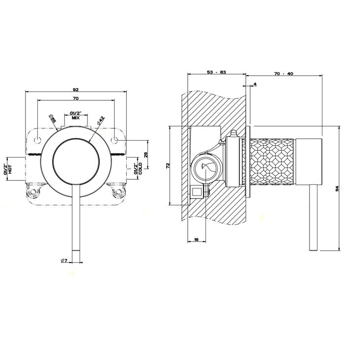 GESSI 316 Встраиваемый смеситель, на 1/2", на 1 источник (внешняя часть), цвет: steel brushed