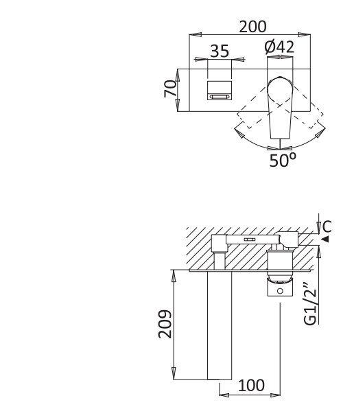 Смеситель для раковины Cezares Nautic NAUTIC-BLI-NOP Черный матовый