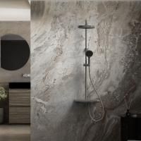 душевые стойки Vincea Душевая стойка Inspire VSFS-3I12TGM термостатическая с изливом, 30см верх.душ, вороненая сталь,