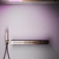 Gessi Hi-Fi Термостат для душа, с вкл. до 5 источников одновременно (внешняя часть), с полкой из черного мат. стекла, цвет: Copper PVD