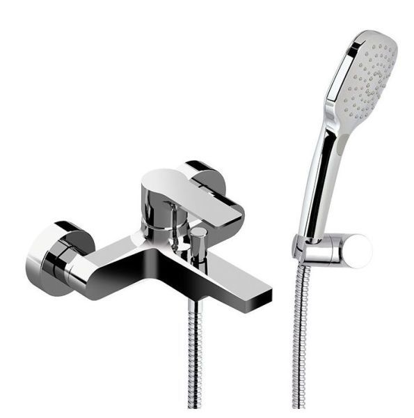 Daniel Reflex, однорычажный смеситель для ванны (излив 16,8 см), c набором для душа, цвет зачищенный никель