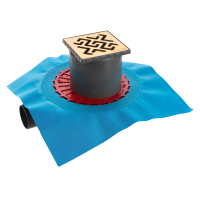 Трап BERGES водосток ZENTRUM Antik 100х100, золото глянец, выпуск D50 H65 боковой