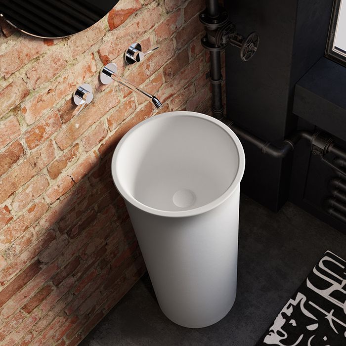 Kerasan  The New Yorker Раковина свободностоящая D400*H890мм, слив в стену, сливная крышка, крепеж, цвет: белый матовый