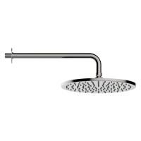 Верхний душ, Bossini, Nobu, тип установки-настенный, размер душевого диска, мм-280*280, форма-круглая, держатель-в комплекте, размер держателя, мм-350, материал-нержавеющая сталь, цвет-сталь матовая