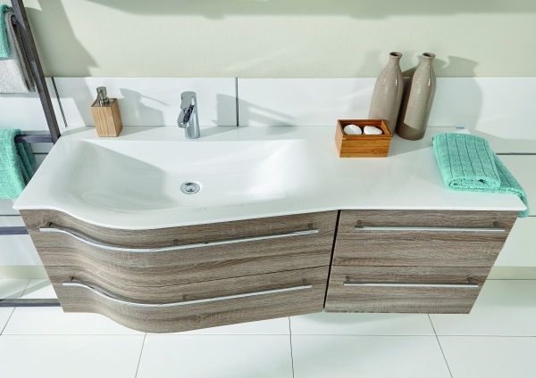 Puris Swing, раковина из минерального литья с тонким бортиком 120 см правая, цвет белый