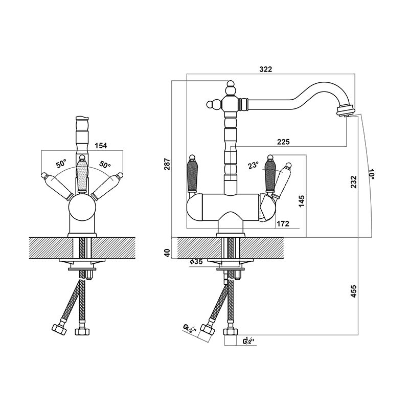 Смеситель для кухни с подключением фильтра Florentina АРИЯ 333.22H.2113.700, бронза