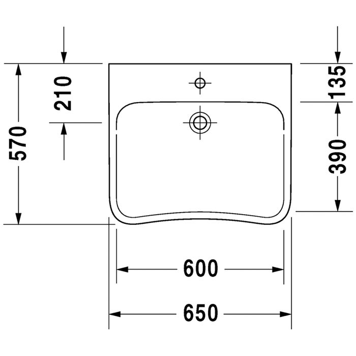 Duravit DuraStyle Раковина медицинский Med без перелива, с 1 отв. под смес., 650x570мм, Цвет: Белый Duravit DuraStyle Раковина медицинский Med без перелива, с 1 отв. под смес., 650x570мм, Цвет: Белый