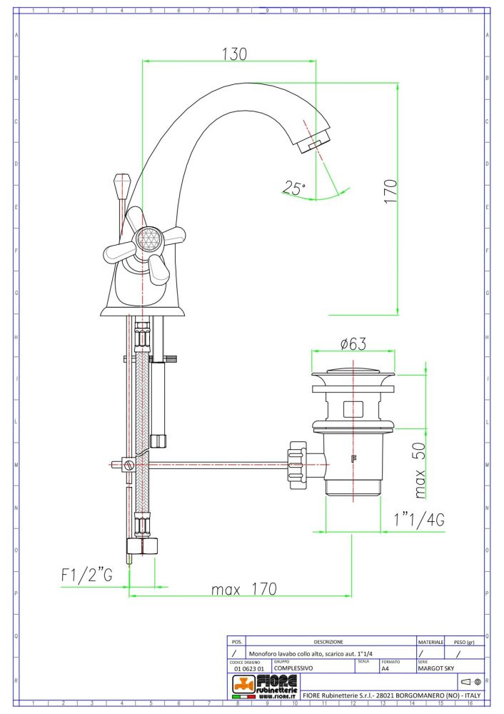 Fiore Margot Sky, двухвентильный смеситель для раковины с донным клапаном, цвет хром - Swarovski