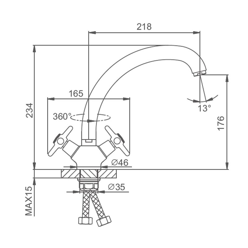 Смеситель для кухни Splenka S80.42, хром