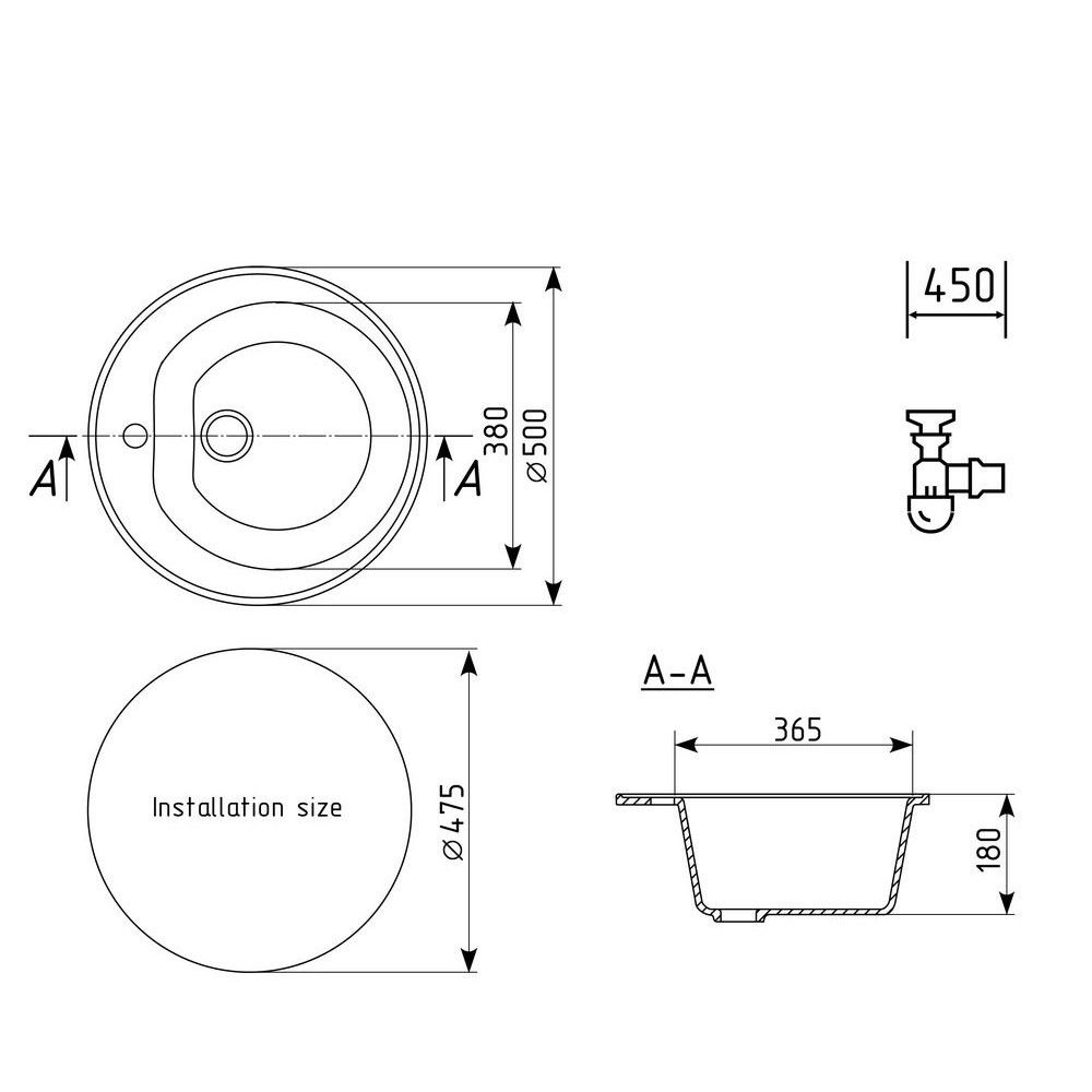 Кухонная мойка Ulgran U-101-344, ультра-черный, артикул U-101-344