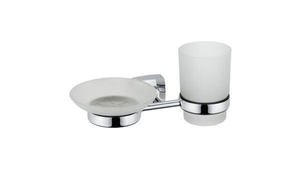 Стакан для зубных щеток с мыльницей Fixsen Kvadro FX-61306+08 Хром