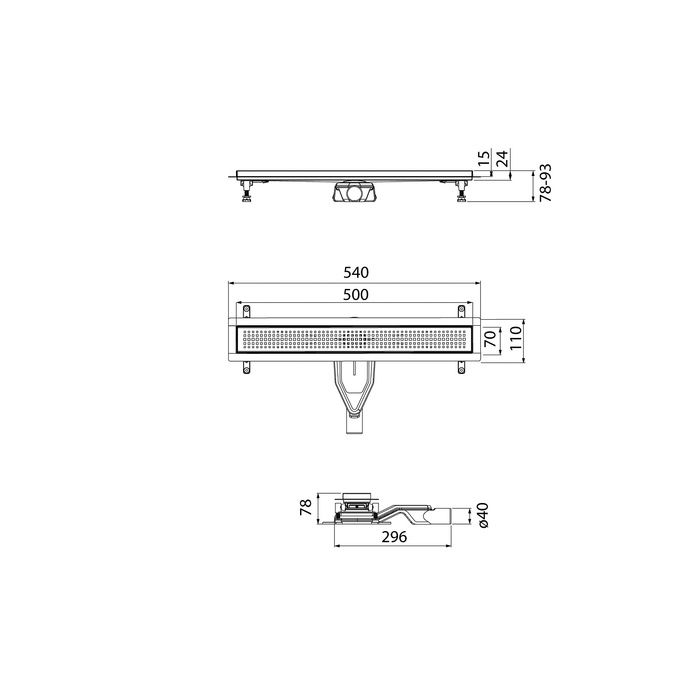 Лоток душевой, сифон 360, комбинированный затвор, перфорированная решетка, 500мм, хром, IDDIS, 975B5SB20DZ, артикул 975B5SB20DZ