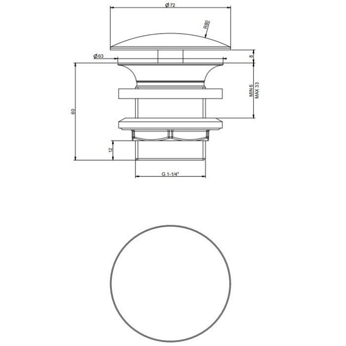 Gessi  Донный клапан свободного слива для раковины без перелива, цвет: хром