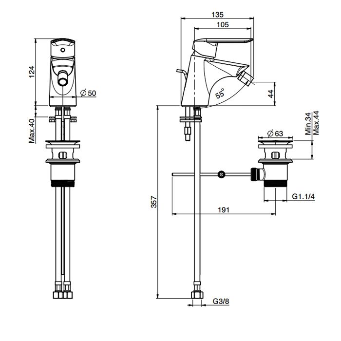 Fima Carlo Frattini Spot Смеситель для биде, на 1 отв., с донным клапано, цвет: чёрный матовый