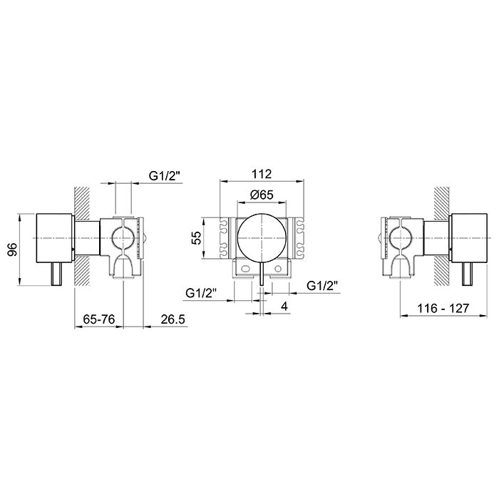 Fantini AF/21 Смеситель для душа, встраиваемый, на 1 источник, (наружняя часть), цвет: хром