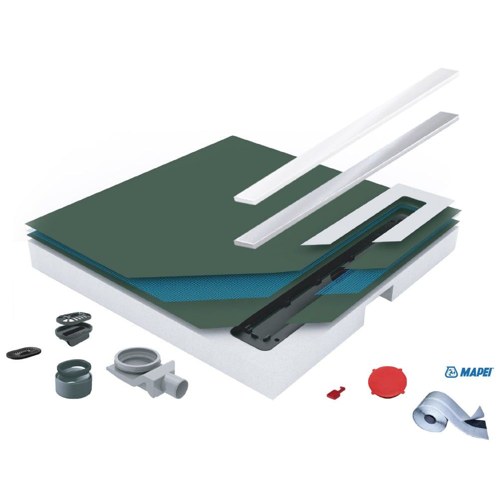 Душевой поддон под плитку Confluo Board UNI 1200 со встроенный лотком Frameless Line Black Glass 550