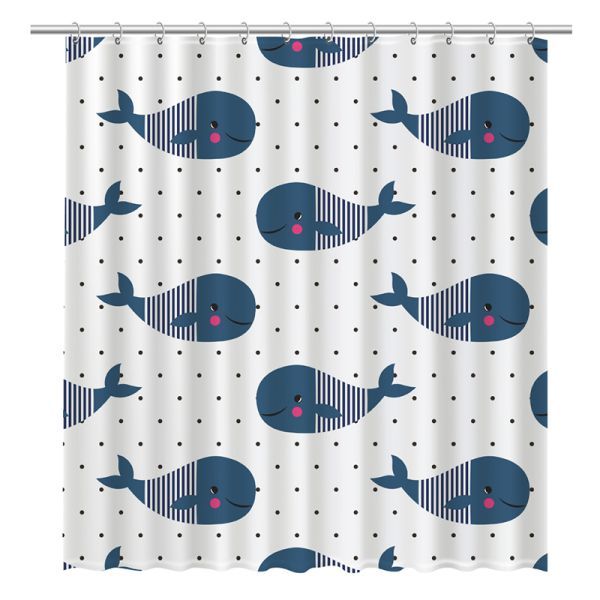 Штора для ванной комнаты FIXSEN DESIGN FX-1508, белый/синий