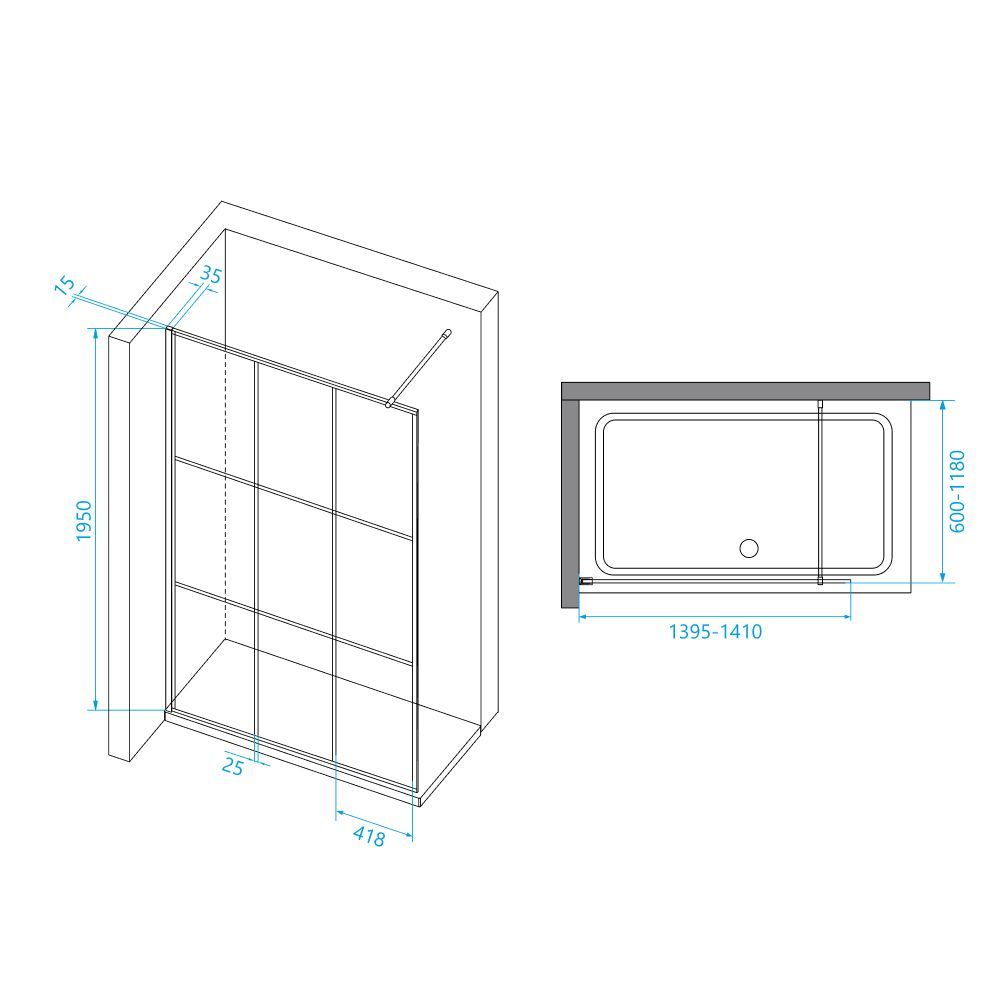Перегородка для душа RGW WA-111B (1400, Прозрачное)