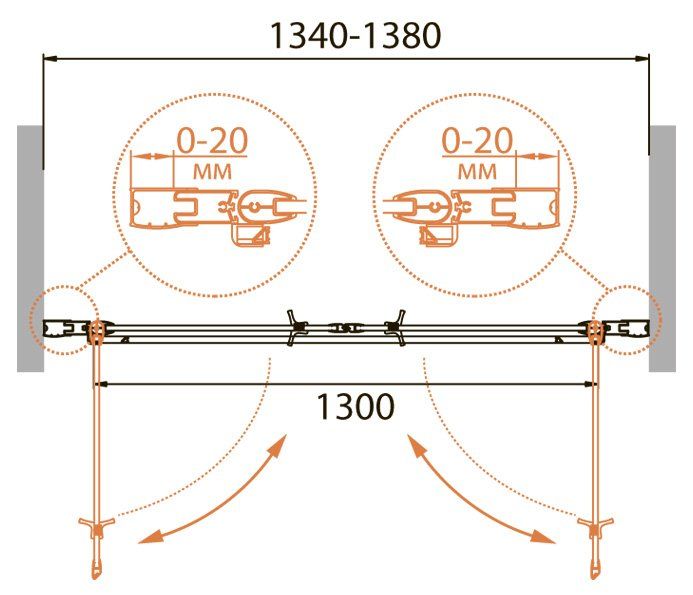 Душевая дверь в нишу CEZARES RELAX-B-2