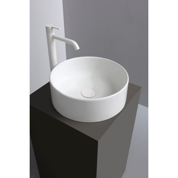 White Ceramic Slim, накладная круглая раковина Ø40x13h см, цвет белый глянцевый, артикул W014701