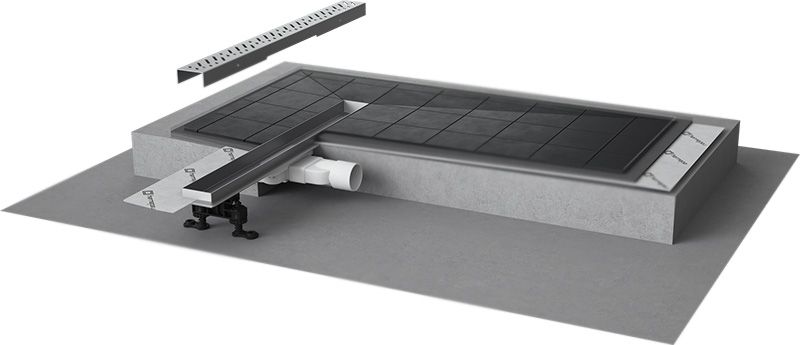 Линейный трап для душа Radaway RadаDrain Slim 85 для плитки 8-12 мм с решеткой SlimRain Линейный трап для душа Radaway RadаDrain Slim 85 для плитки 8-12 мм с решеткой SlimRain