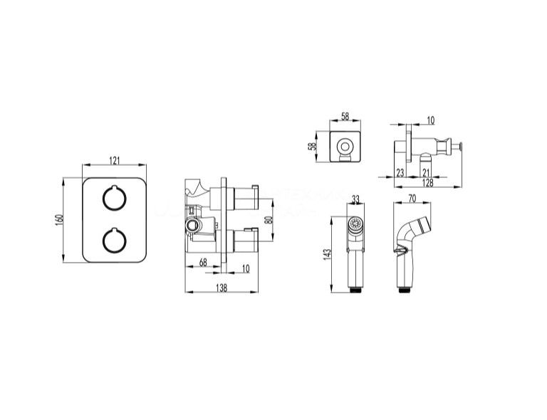 Смеситель Lemark Yeti термостатический с гигиеническим душем (LM7820С), артикул LM7820C