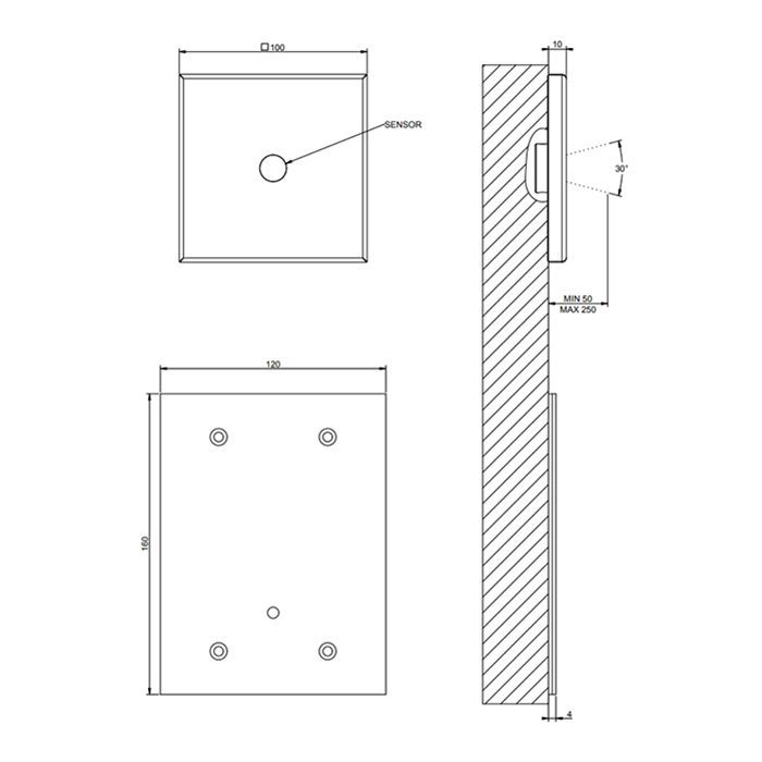 GESSI RILIEVO Электронное удаленное управление для настенного излива с кран-фильтром для регулировки температуры и напора воды, цвет хром