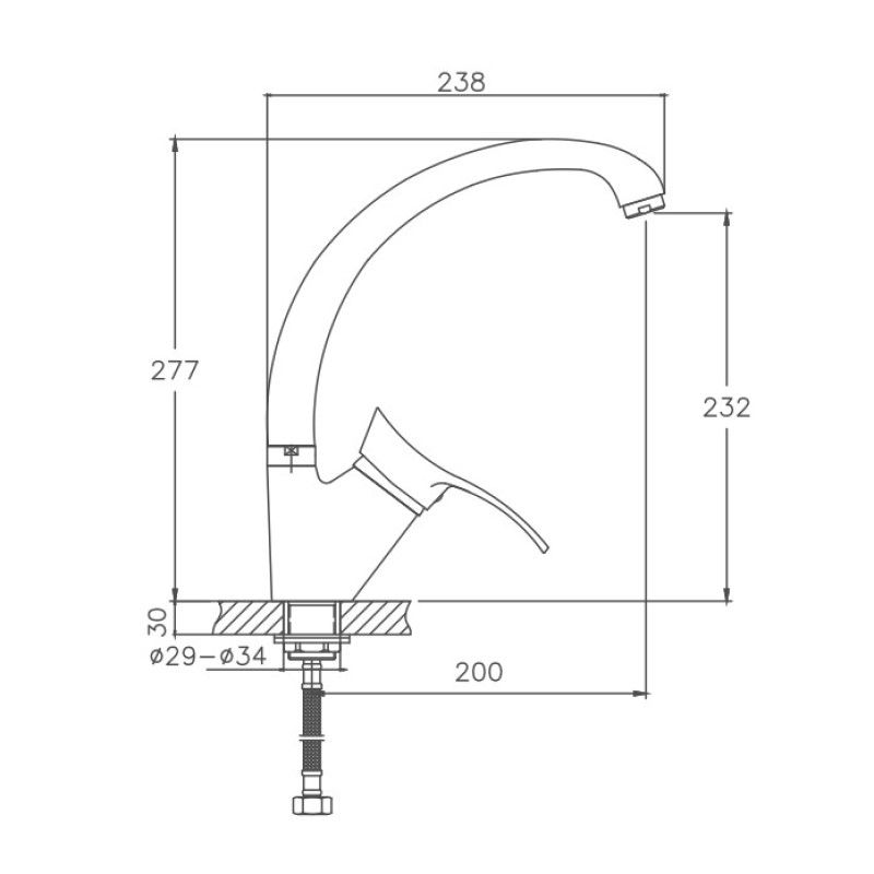 Смеситель для кухни Cron CN4101-2, хром