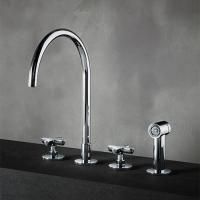 Fantini Icona Classic Смеситель для кухни, 4 отв, без донного клапана, излив 215мм, с ручн душем, цвет: хром