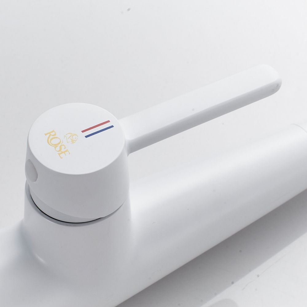 Смеситель для кухни с гибким изливом и режимом "душ" Rose R213C, белый