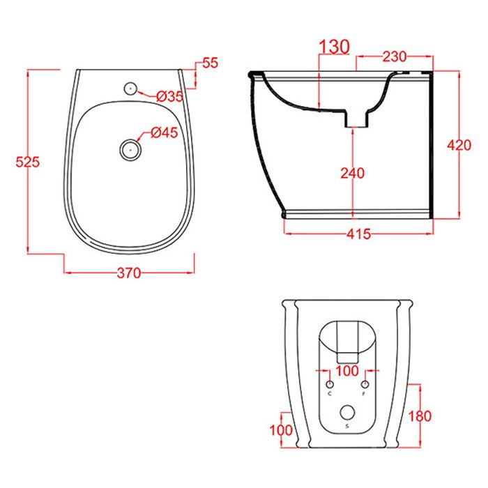 Artceram ATELIER Биде напольное 52,5х37,5хh42см, с 1 отв под смеситель, цвет: белый матовый