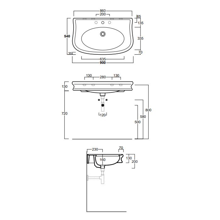 SIMAS Lante 90, раковина 90*54*h13, с 3 отв. под смеситель, цвет: белый SIMAS Lante 90, раковина 90*54*h13, с 3 отв. под смеситель, цвет: белый