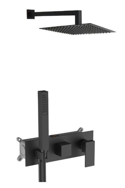 AQG Bold, душевой комплект EC240 на 2-3 потребителя, с настенным кронштейном, цвет черный матовый