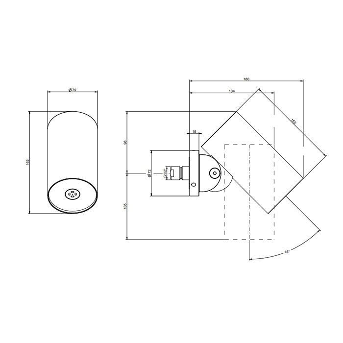 GESSI 316 FLESSA Верхний душ Ø79 мм., с настенным креплением, распыление, цвет Black Metal Brushed PVD