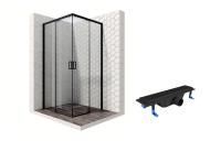 Душевой уголок Ambassador Queen Black 11011204-ST2, квадратный, линейный трап, 100х100