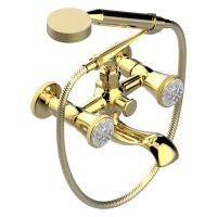 THG HIRONDELLES PLATINUM STAMPED Смеситель для ванны, настенный, с ручным душем, цвет Gold color PVD