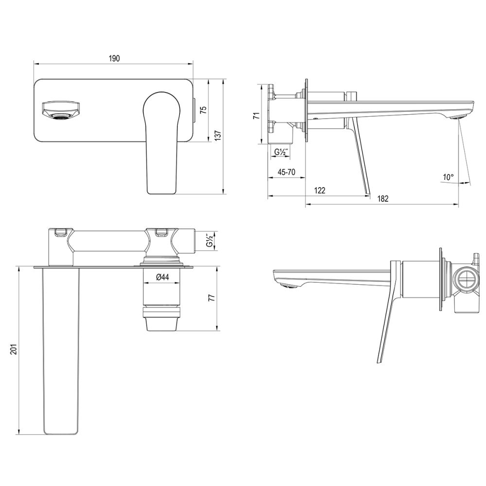 Смеситель Rossinka для раковины встраиваемый (RS20-16), артикул RS20-16