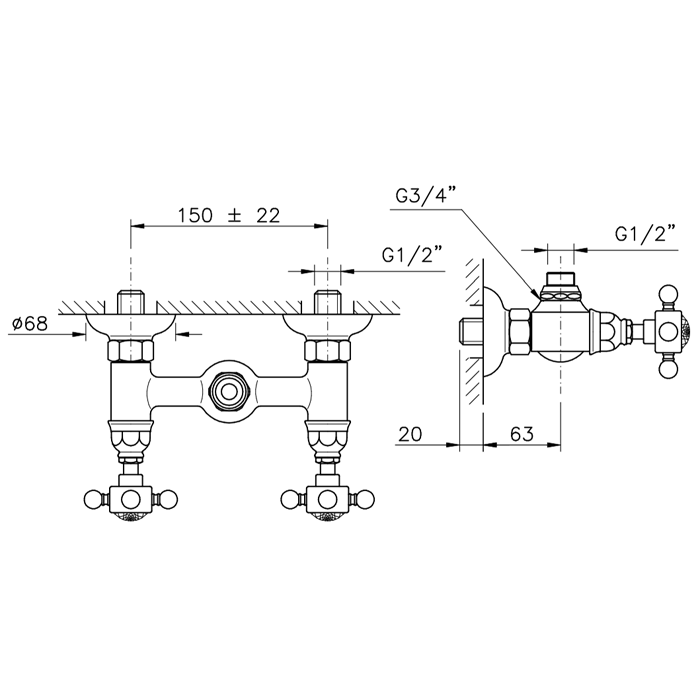 Nicolazzi Half Dome Crystal Смеситель для душа без гибкого шланга и лейки, цвет: хром, артикул 1425CR93