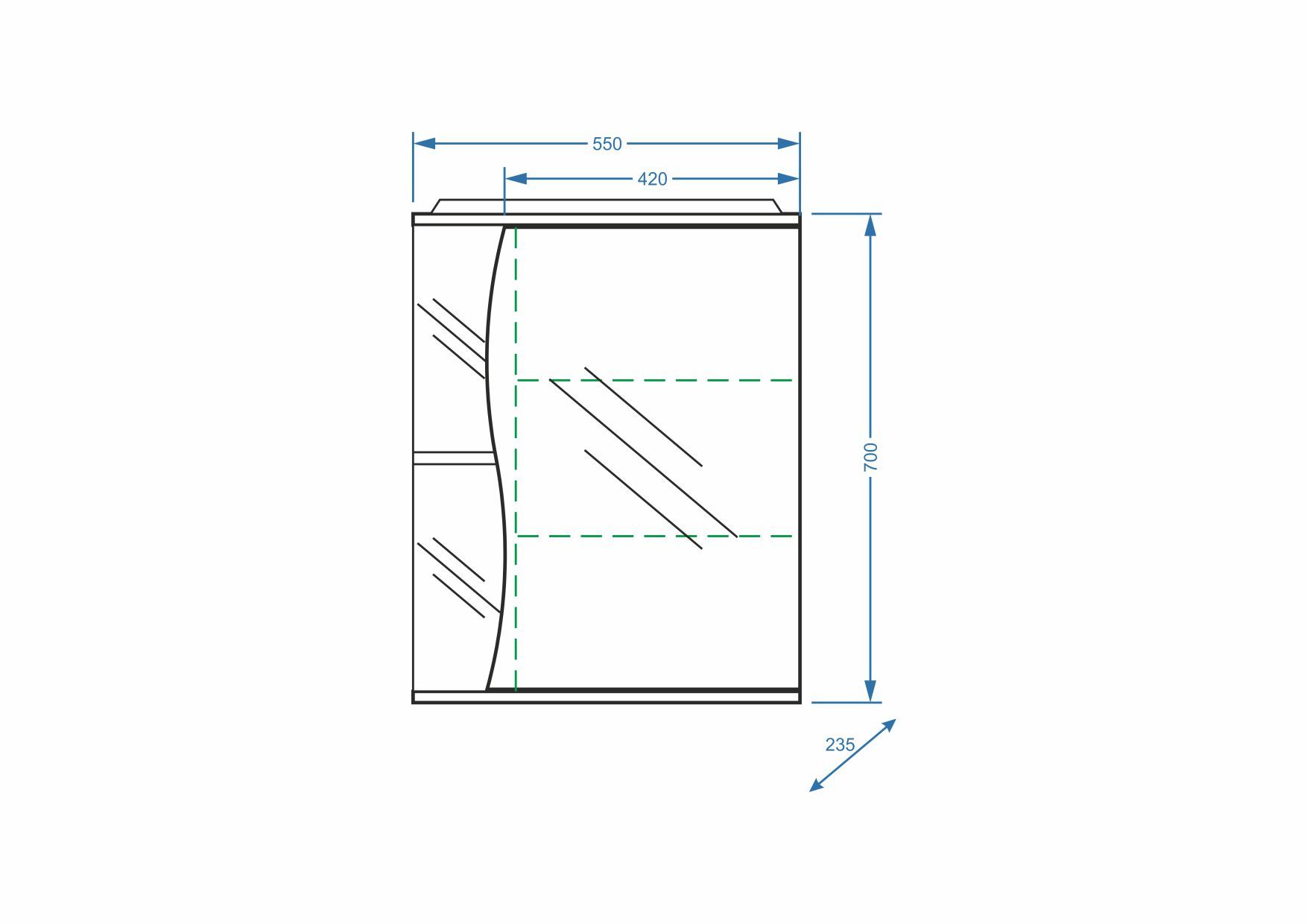 Зеркало-шкаф "Верея 55/С", правое