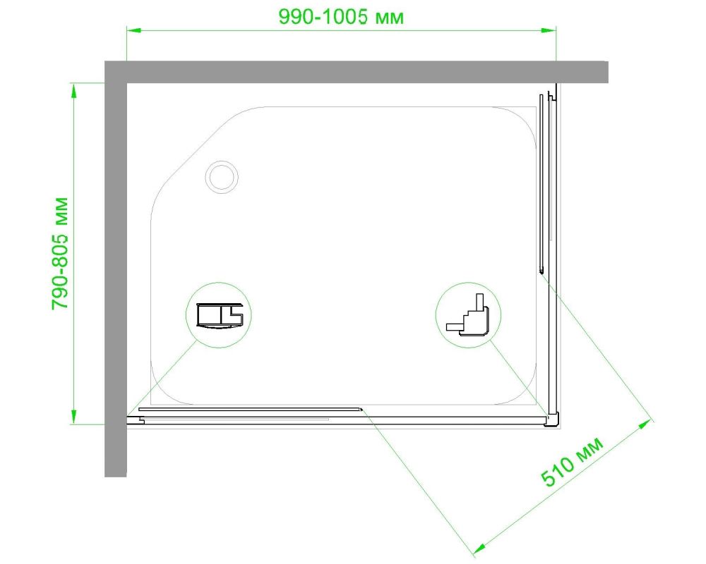 Душевой уголок Royal Bath RB HPD-T-ST 100х80х200 (прозрачное), артикул RB8100HPD-T-ST