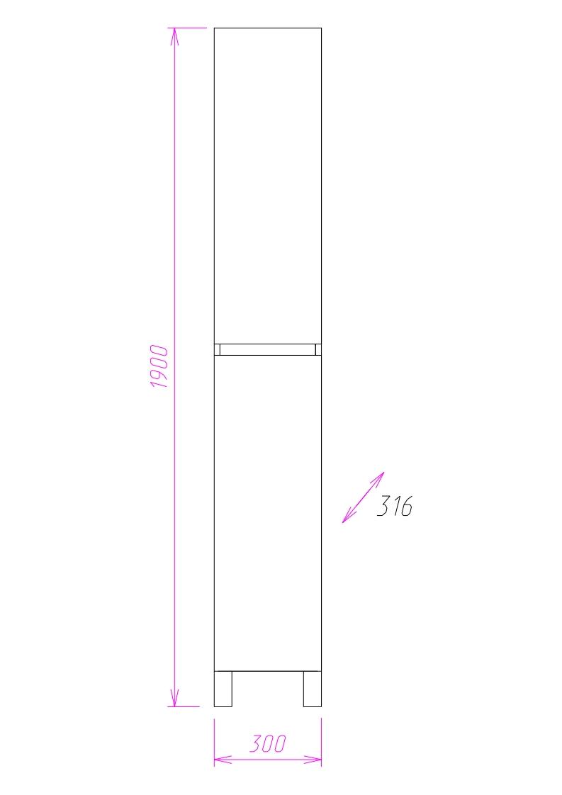 Пенал Onika Элита 30 напольный, белый, универсальный