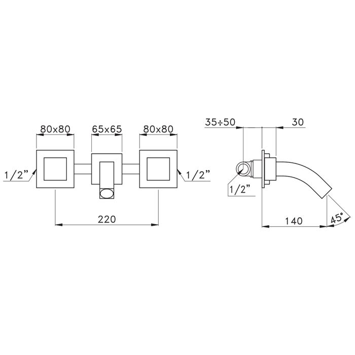 Stella Bamboo Quadro Встраиваемый смеситель для раковины 3250TR, цвет: хром