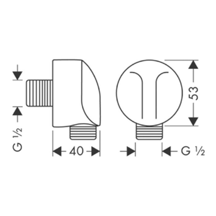 Шланговое подсоединение, Hansgrohe, Fixfit, стандарт подвода воды-1/2", без клапана обратного тока E, внутренняя часть из металла, цвет-хром Шланговое подсоединение, Hansgrohe, Fixfit, стандарт подвода воды-1/2", без клапана обратного тока E, внутренняя часть из металла, цвет-хром