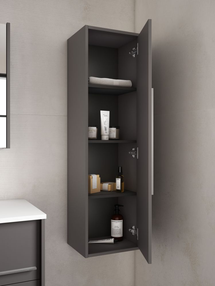 Visobath Aqua, пенал 34.5 см, 1 распашная дверь, цвет пепельный матовый лак (Ceniza), артикул 73497/Ceniza