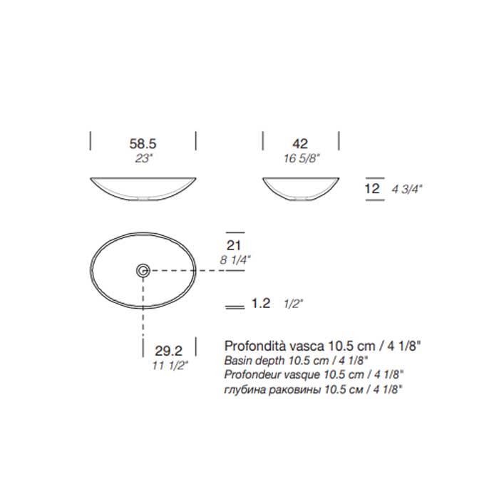 MILLDUE  Раковина  WORLD  накладная из CERAMILUX ,58,5х42х12 см, без отв для смесителя, цвет белый матовый
