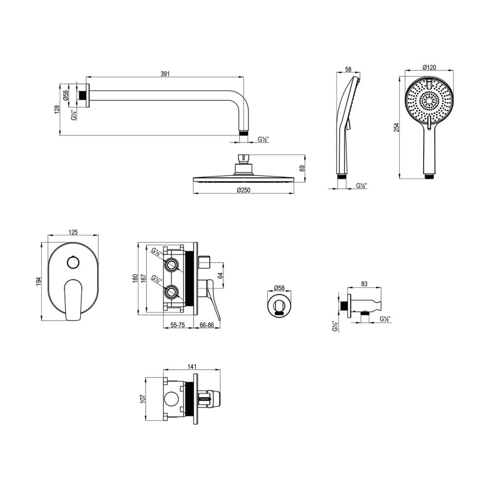 Смеситель Lemark Ortus для душа, встраиваемый (LM11329C), артикул LM11329C