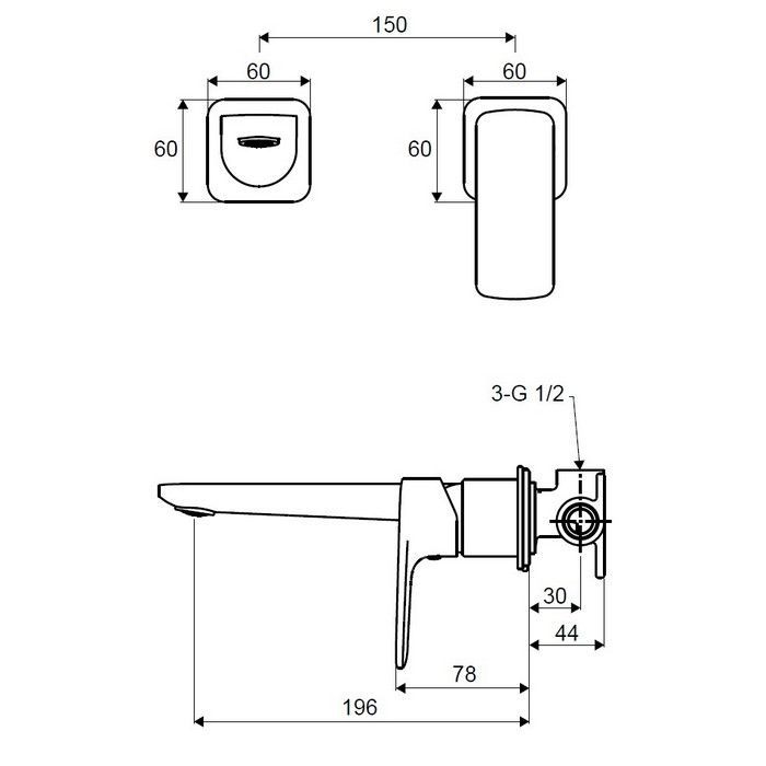 Смеситель для умывальника скрытого монтажа EXCELLENT Keria AREX.2014CR (хром)